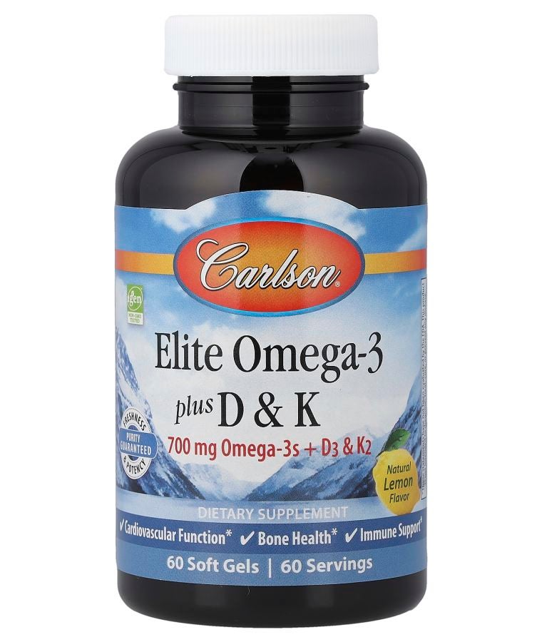Elite Omega-3 Plus D & K Natural Lemon 60 Soft Gels