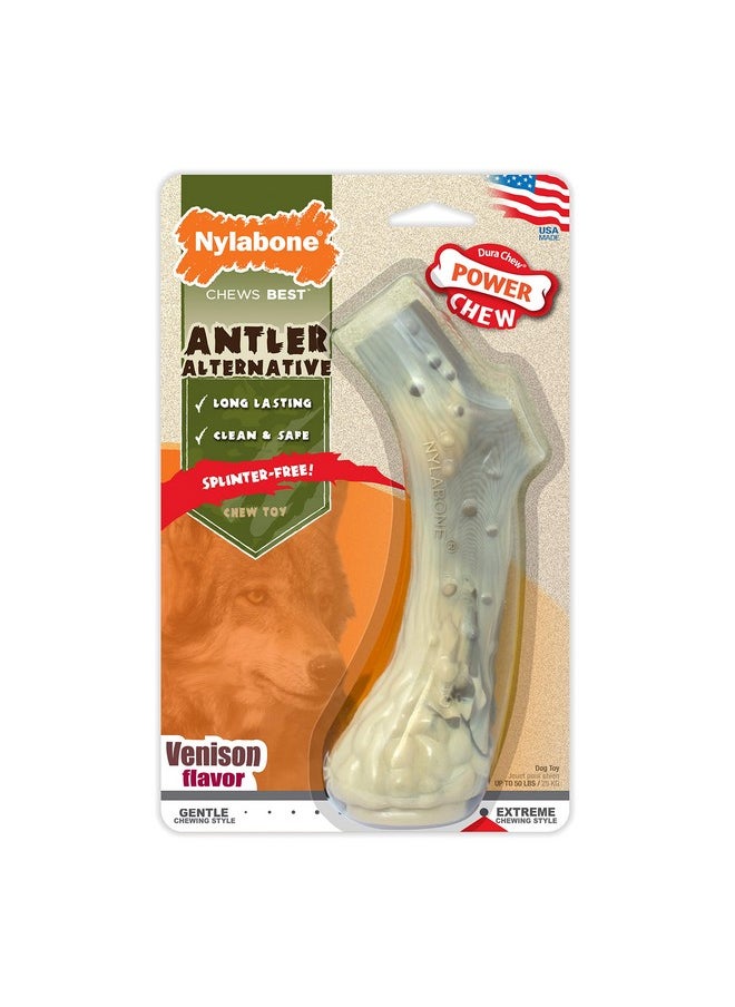 Nylabone Power Chew Antler Alternative Nylon Chew Toy For Dogs, Dog Toys For Aggressive Chewers, Venison Flavor, Large/Giant (1 Count)  - Image 1
