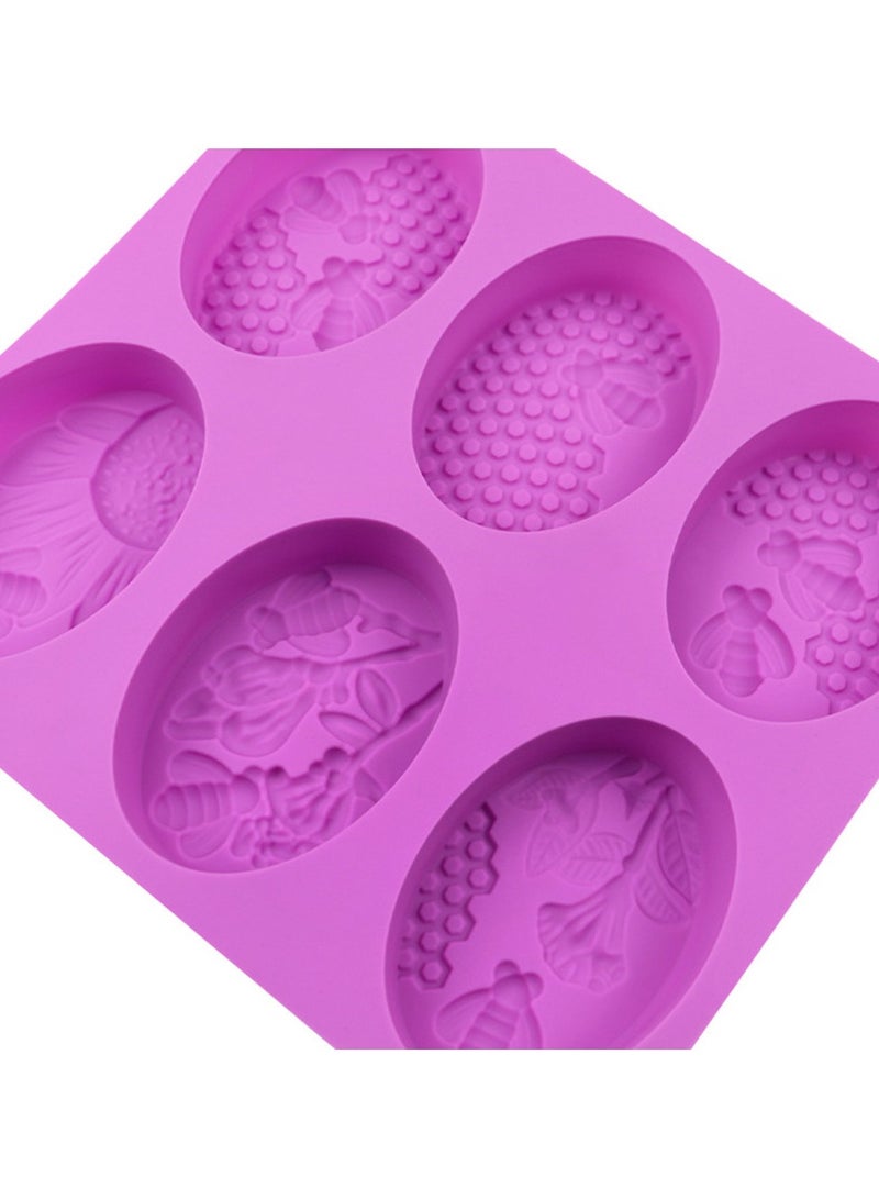 6 تجاويف السيليكون الصابون القالب بيضاوي على شكل النحل الصابون المنزلي صنع القالب DIY 3D الأصالة الحشرات الصابون القالب الهدايا الحرفية توريد - Image 3