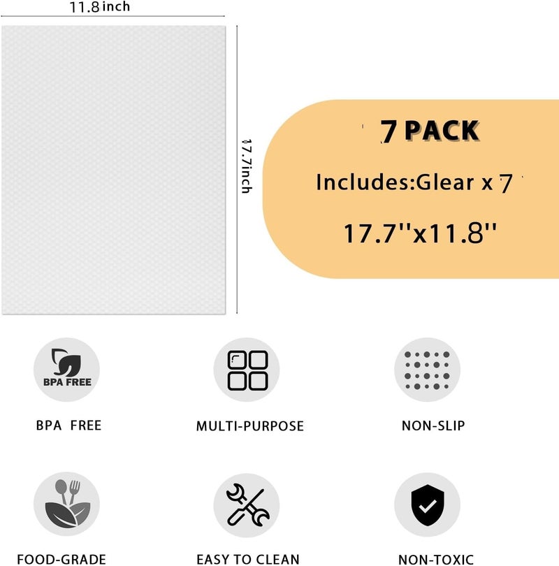 Aiosscd 7PCS Shelf Mats Refrigerator Liners Washable Refrigerator Pads Fridge Mats Drawer Placemats Home Kitchen Gadgets Accessories Organization for Top Freezer(White) - Image 2