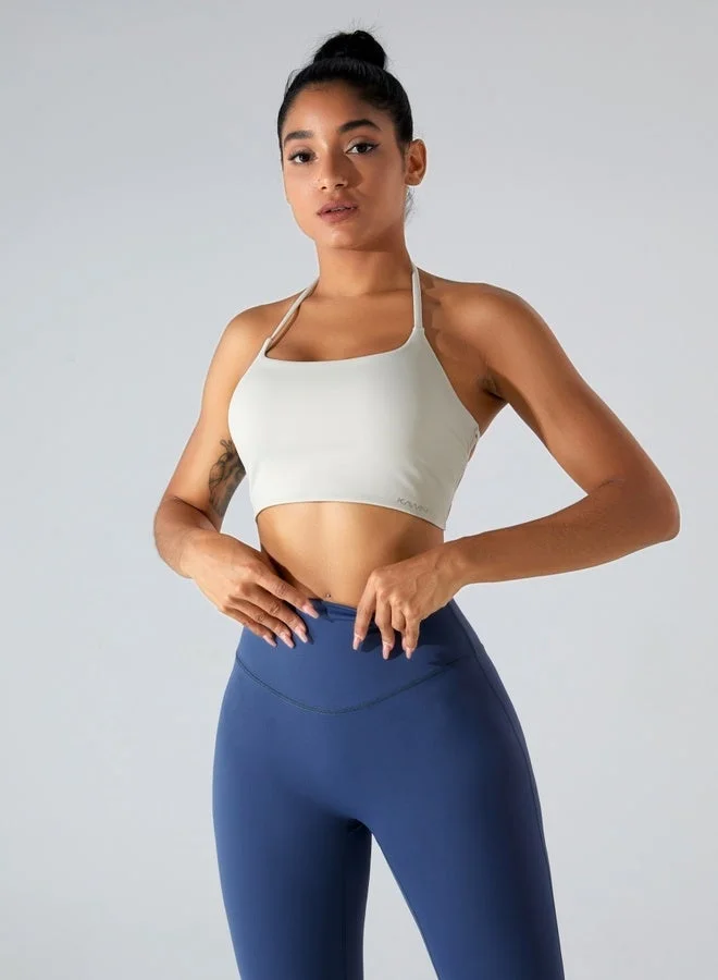 KAWN.YOGA Milky White Womens Striped Back Sleeveless Sports Bra for Women | Best Price UAE