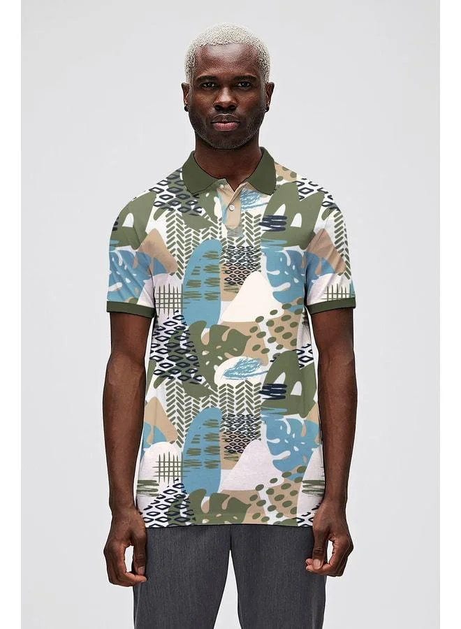 Bota Light Green Polo Collar Men's Printed T-Shirt.