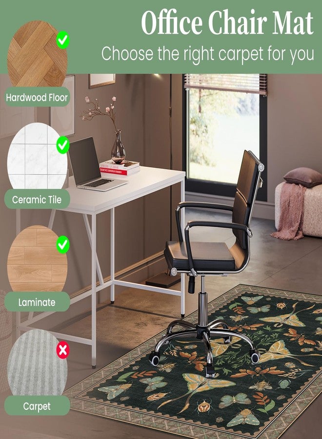 Lreedy Office Chair Mat for Hardwood Floor & Tile Floor,36"x48"Heavy Duty Desk Chair Mat for Hard Floors, Under Desk Rug for Rolling Computer Chair,Anti Slip,Low Pile Carpet Floor-Colorful Insects - Image 3