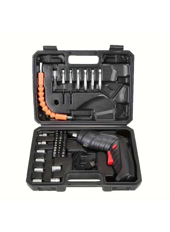 Generic 46-in-1 USB with light digital display electric screwdriver set, silent high torque five-speed adjustable multi-functional portable mini tool rechargeable lithium battery displays low power overload protection suitable for home use screw batch computer mobile phone repair tool set  - Image 5