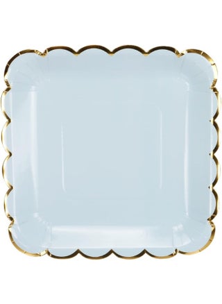 Geeklife Square Paper Plates with Sparkly Scalloped Gold Foil Border, 9 inch Paper Dessert Plates, Light Blue Decorative Party Plates Set, 20 count - pzsku/ZE06440375A5444E7FEB7Z/45/1743753855/3ae4ada0-08f4-4b70-91a1-f1405f8ea843