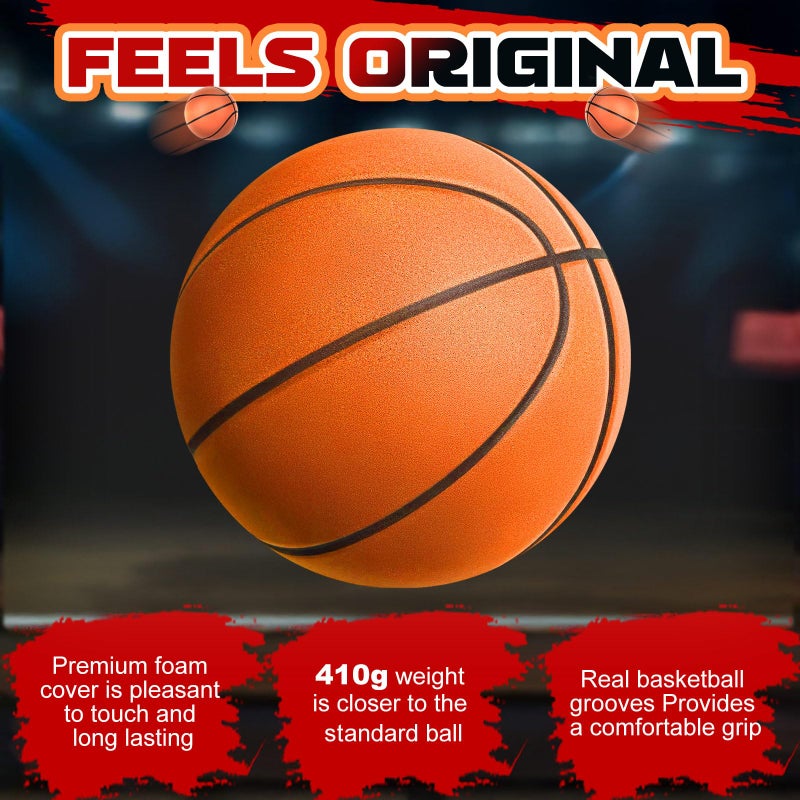 ALDWDY Silent Basketball Size 7 (29.5") â€“ Grooved Airless Indoor Basketball for Quiet Dribbling and Indoor Training, Pro PU Foam Ball â€“ Real Feel Higher Bounce Quieter - Image 3