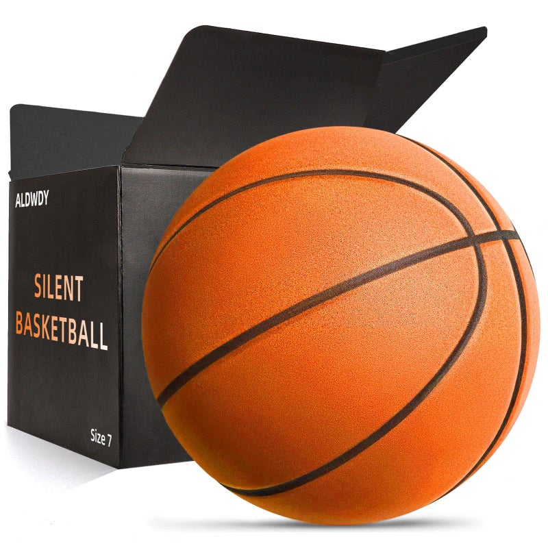 ALDWDY Silent Basketball Size 7 (29.5") â€“ Grooved Airless Indoor Basketball for Quiet Dribbling and Indoor Training, Pro PU Foam Ball â€“ Real Feel Higher Bounce Quieter - Image 1