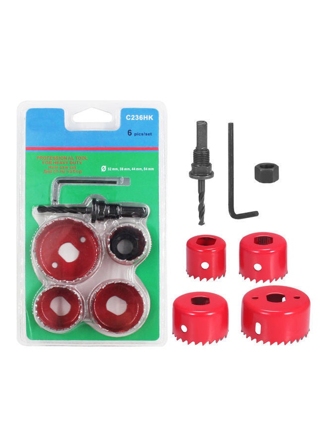 NIBEMINENT 6-Piece Bi-Metal Hole Saw Red/Black - Image 1