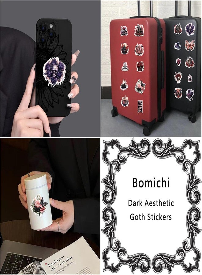 Bomichi Dark Aesthetic Goth Stickers 100 Pcs, Vintage Rose Skull Stickers Horror Vinyl Waterproof Decals for Water Bottles Laptop Phone Scrapbook Junk Journal Collage DIY Crafts - Image 3