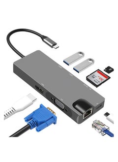 glassology 8 in 1 USB Type C with 4K HDMI, FHD VGA, SD micro SD Card reader, 3 USB 3.0 ports, Gigabit Ethernet port and 100W Multiport Adapter Compatible MacBook Pro Air M3 M2 M1 iPad Pro M4 iPhone 16 15 Pro Max  - Image 2