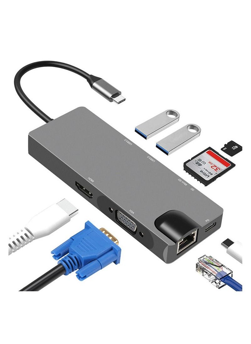 glassology 8 in 1 USB Type C with 4K HDMI, FHD VGA, SD micro SD Card reader, 3 USB 3.0 ports, Gigabit Ethernet port and 100W Multiport Adapter Compatible MacBook Pro Air M3 M2 M1 iPad Pro M4 iPhone 16 15 Pro Max  - Image 2