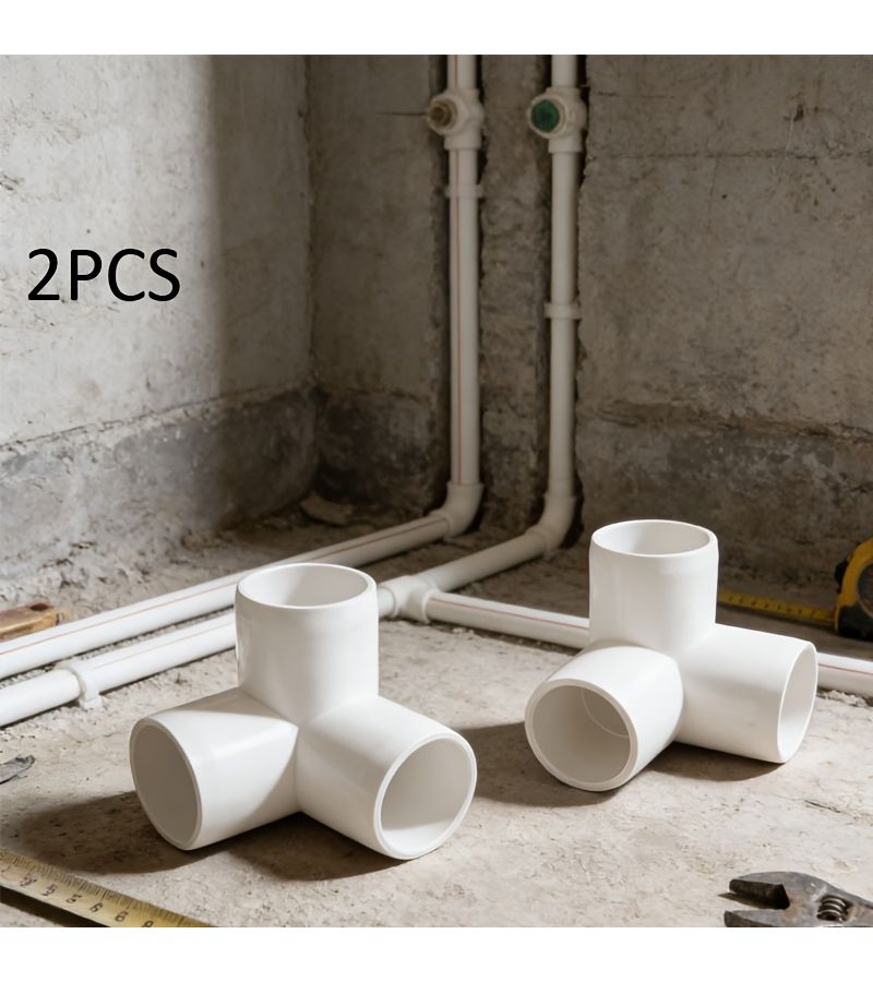 2 قطعة من موصل أنابيب PVC ثلاثي الاتجاهات، تركيبات سباكة شديدة التحمل لتصريف المياه ومشاريع DIY - Image 1