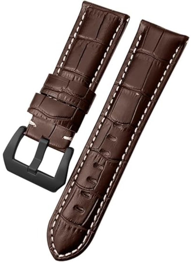 Leather Band Compatible with Apple Watch Ultra/Ultra 2 49mm 45mm 44mm 42mm for Men Women, Leather Replacement Wristband Strap for Apple Watch Ultra Series 9 8 7 6 5 4 3 2 1 SE - Dark Brown - Image 1