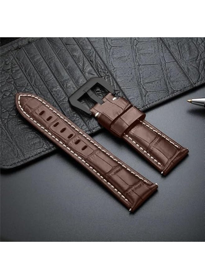 Leather Band Compatible with Apple Watch Ultra/Ultra 2 49mm 45mm 44mm 42mm for Men Women, Leather Replacement Wristband Strap for Apple Watch Ultra Series 9 8 7 6 5 4 3 2 1 SE - Dark Brown - Image 5