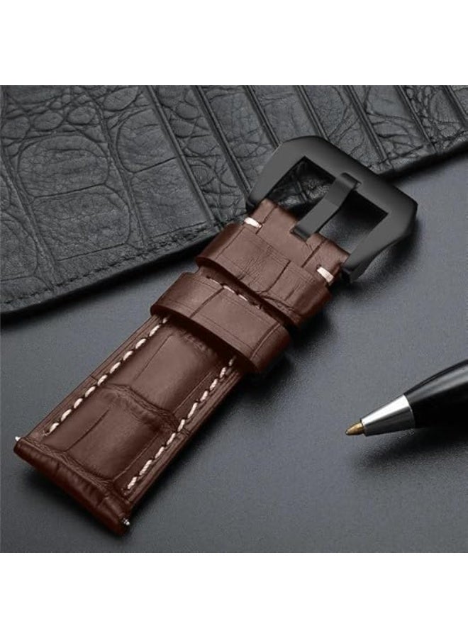 Leather Band Compatible with Apple Watch Ultra/Ultra 2 49mm 45mm 44mm 42mm for Men Women, Leather Replacement Wristband Strap for Apple Watch Ultra Series 9 8 7 6 5 4 3 2 1 SE - Dark Brown - Image 3