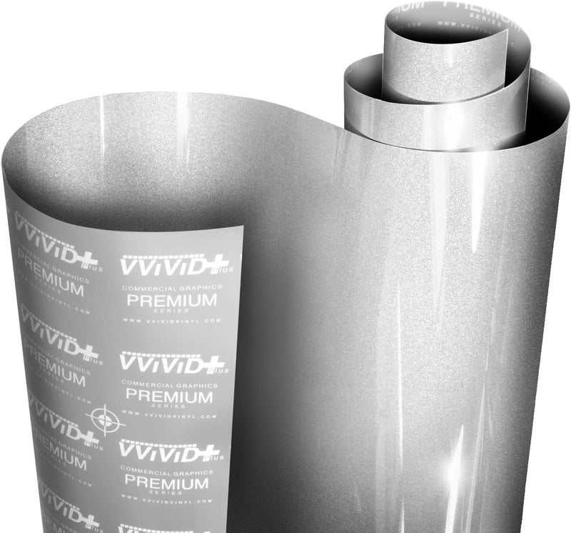 VViViD لفائف فينيل معدني فضي لامع فائق من VViViD+ - فيلم استبدال الطلاء الفاخر (3 قدم × 5 قدم) - Image 1