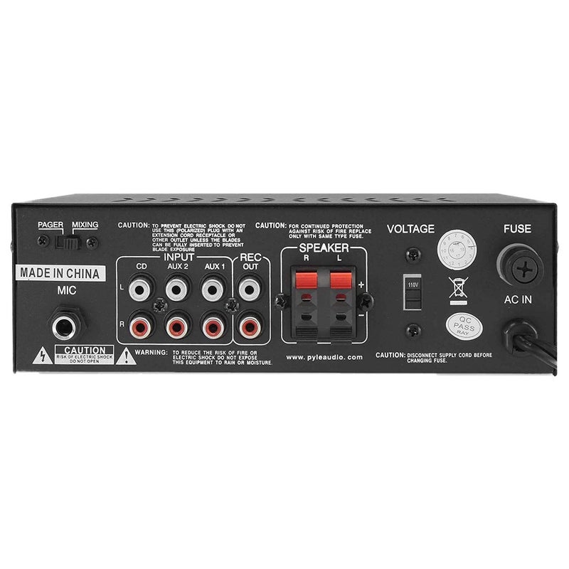 Pyle Home Audio Power Amplifier System with Bluetooth - 2X120W Mini Dual Channel Mixer Sound Stereo Receiver Box w/ RCA, AUX, Mic Input, For Amplified Speakers, PA, Theater, Studio Use - PTA4 - Image 2