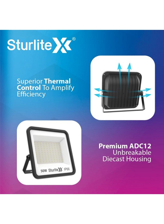Sturlite Spektr 50 W LED Flood Light| Cool White 6500K Color Temperature LED Lamp| IP66 Waterproof Surge Protection Focus Light for Factory, Garage, Parking, Garden, Playground & Shop - (Pack of 1) - Image 4