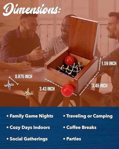 WE Games Metal Jacks Set Classic Jacks Game with 2 Red Balls in Keepsake Wooden Box Nostalgic Floor Game - Image 5