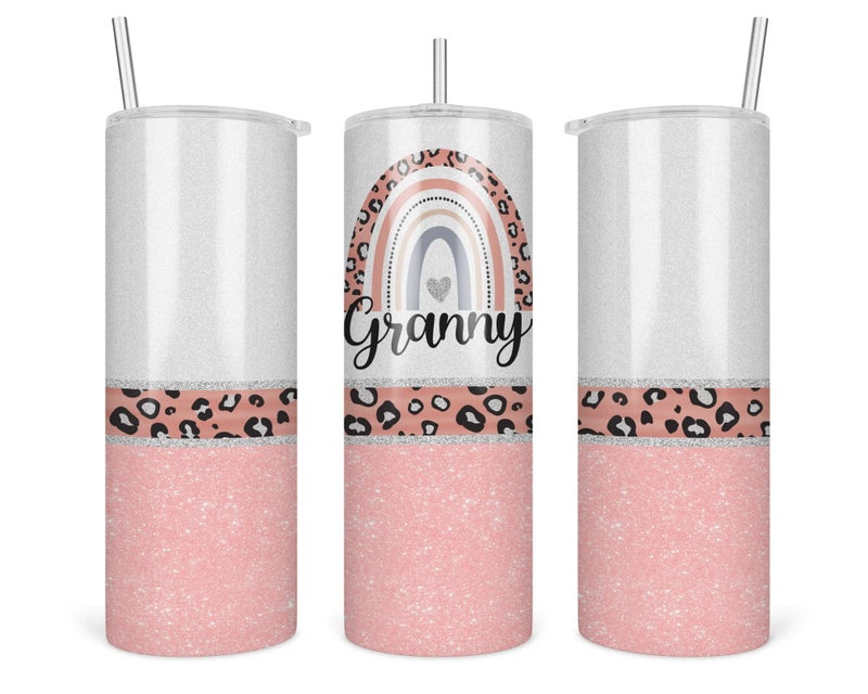 Leopard Granny Tumbler  Granny Rainbow Tumbler  Mothers Day Gifts Granny  Leopard Rainbow Granny Travel Cup  Tumbler With Straw And Lid  20 Oz  Insulated Stainless Steel