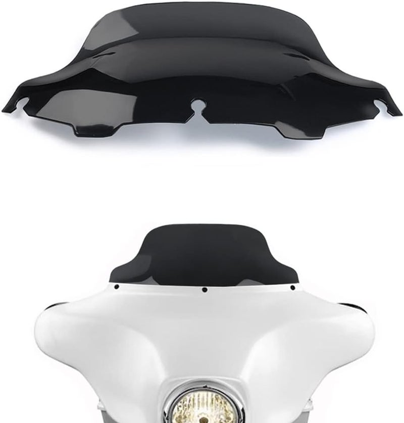 WYNMOTO Black 8" Wave Windshield Windscreen for Harley Davidson Touring Models 1996-2013 - Image 1