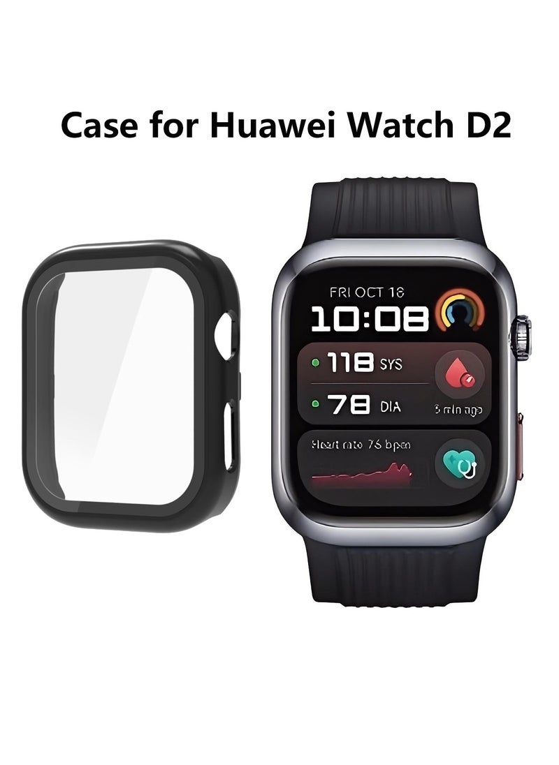 CoomBe Huawei Watch D2 Case Hard PC Case with Tempered Glass Screen Protectors Full Protective Cover Black  - Image 1