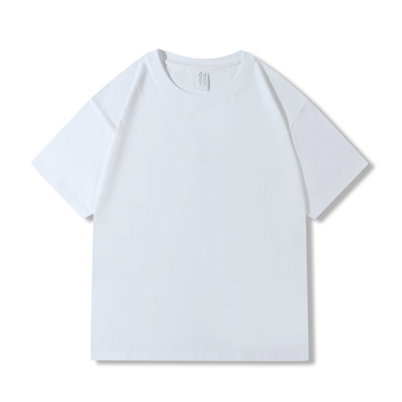 230G 40 Count Xinjiang Combed Cotton Heavyweight Pure Cotton Short-Sleeved T-Shirt For Men And Women Pure Color Round Neck White T-Shirt Bottoming Shirt - Image 1