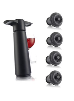 SYOSI Wine Saver Pump with 2 Vacuum Bottle Stoppers Black Black Pump 4 Stoppers  - Image 1