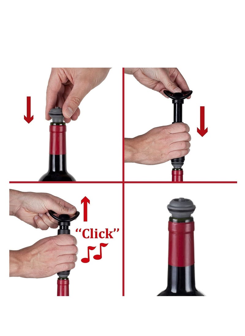 SYOSI Wine Saver Pump with 2 Vacuum Bottle Stoppers Black Black Pump 4 Stoppers  - Image 4