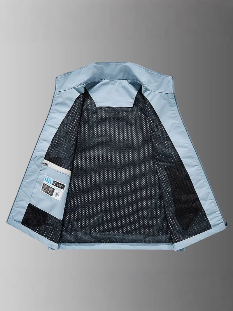Men'S Stand-Up Collar Vest, Large Size Casual Vest For All Seasons, Outdoor Multi-Pocket Vest, Stand-Up Collar Sleeveless Trendy Vest - Image 5