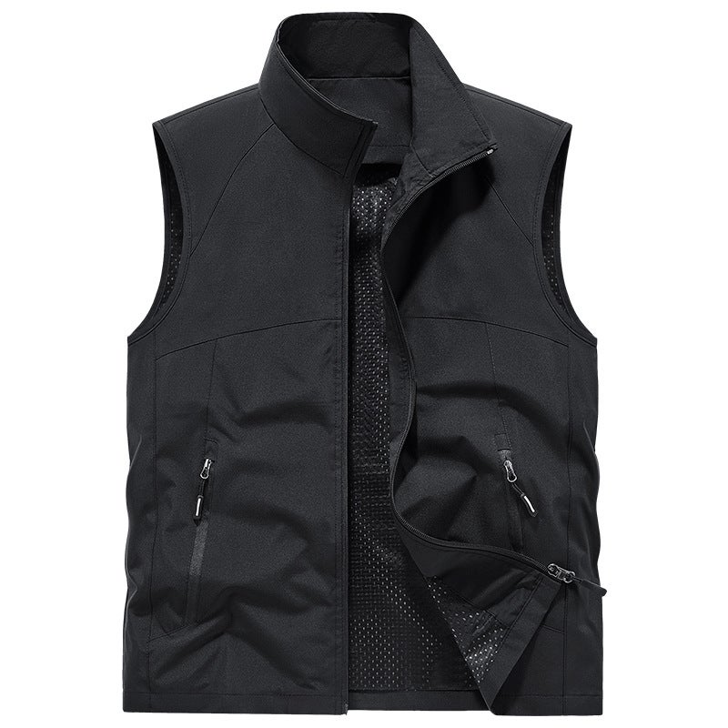 Men'S Stand-Up Collar Vest, Large Size Casual Vest For All Seasons, Outdoor Multi-Pocket Vest, Stand-Up Collar Sleeveless Trendy Vest - Image 1