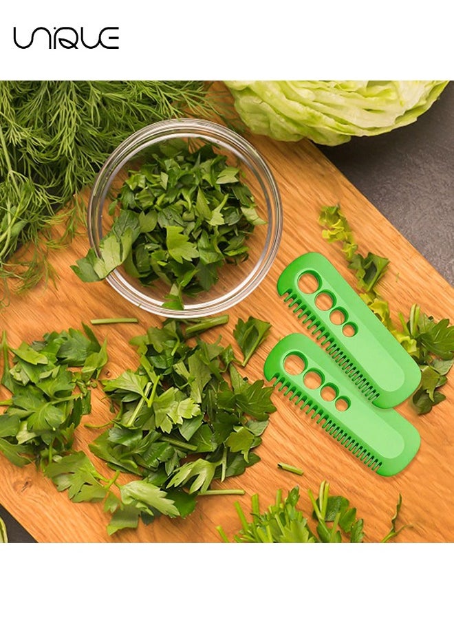 Unique - 1 Pcs Herb Stripping Tool,Mini Vegetable Leaf Peeler Herb Stripper ,Chard, Collard Greens, Thyme, Basil, Cilantro Tool Kitchen Gadgets Green Leaf Herb Stripper (Green) - Image 1