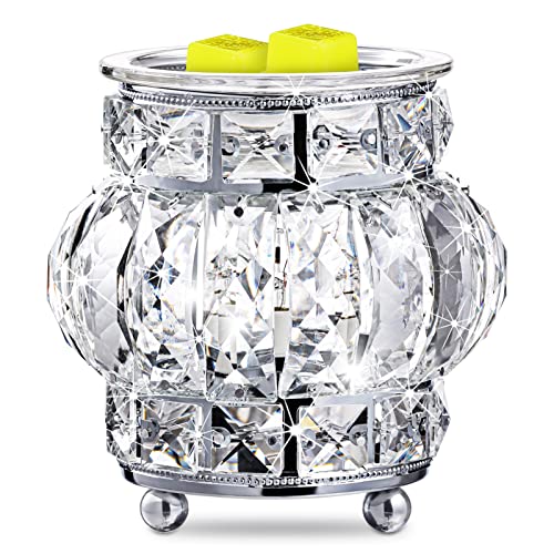 MAXWINER Electric Wax Melt Warmer Wrought Iron Crystal Oil Burner for Home, Living Room, Bedroom, Kitchen, SPA, Office (Silver) - Image 1