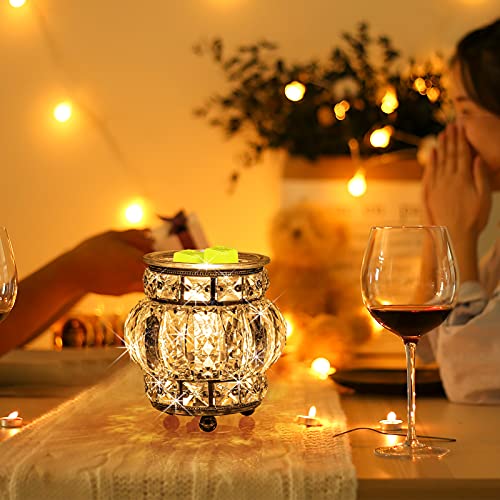 MAXWINER Electric Wax Melt Warmer Wrought Iron Crystal Oil Burner for Home, Living Room, Bedroom, Kitchen, SPA, Office (Silver) - Image 5