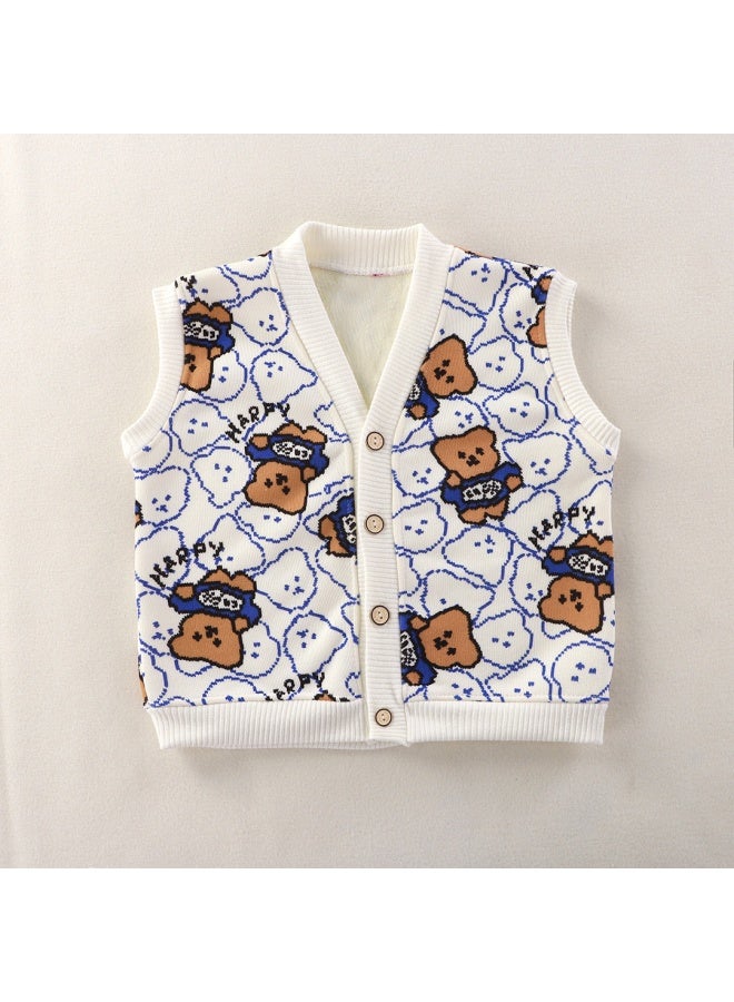 Boys' Fleece-lined Vest Children's Clothing Stylish Baby Clothes Girls' Autumn Vest Outerwear Quilted New