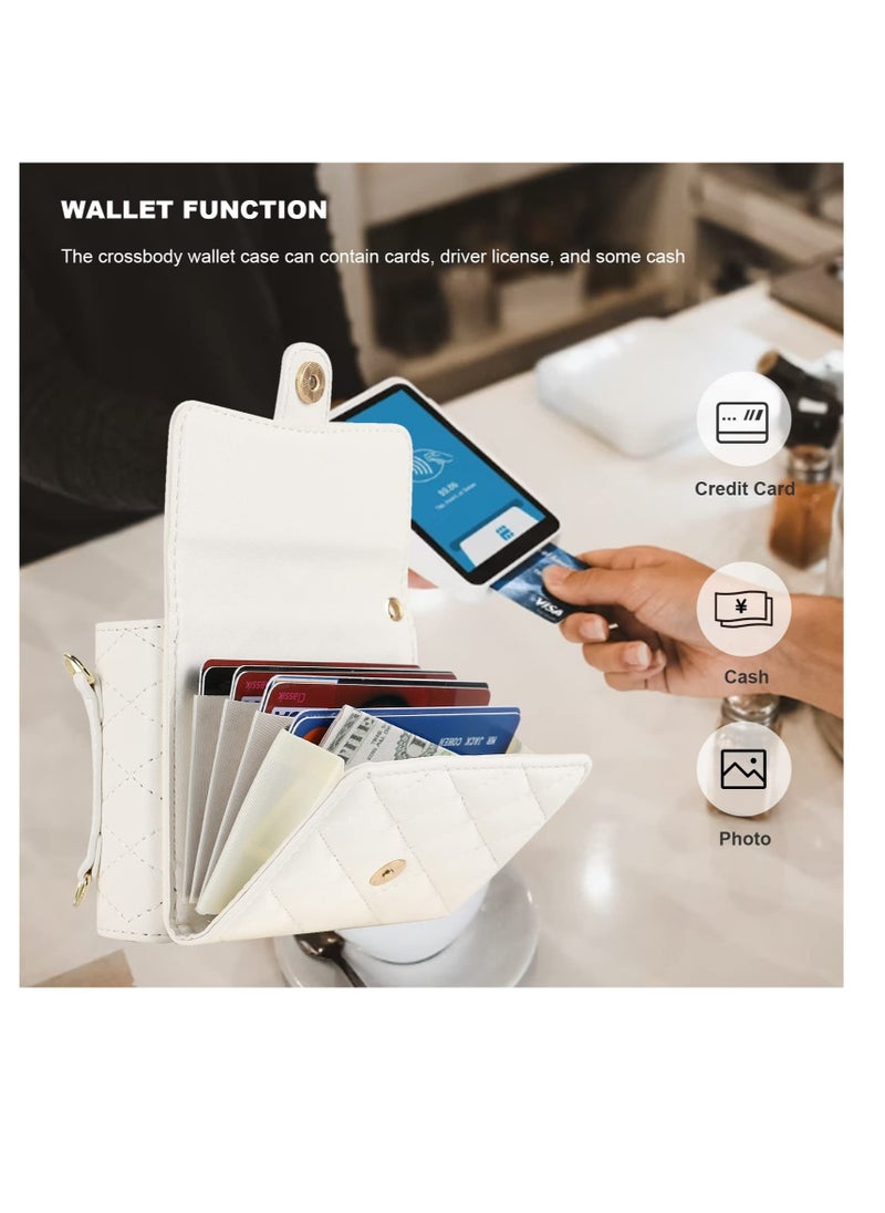 Excefore for Samsung Galaxy Z Flip 5 Wallet Case, Crossbody Purse with Credit Card Slot Holder RFID Blocking PU Leather Phone Case, Adjustable Lanyard Detachable Strap Wrist, for Galaxy Z Flip5 (White)  - Image 4