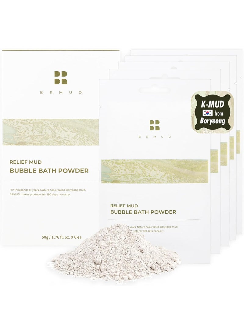 BRMUD Relief Mud Bubble Bath Powder Pack of 6 176 oz  Hypoallergenic Mud Powder Bubble Bath w 98 NatureDerived Ingredients  Moisturizing  Foaming Bubble Bath Oil Control for All Skin Types 