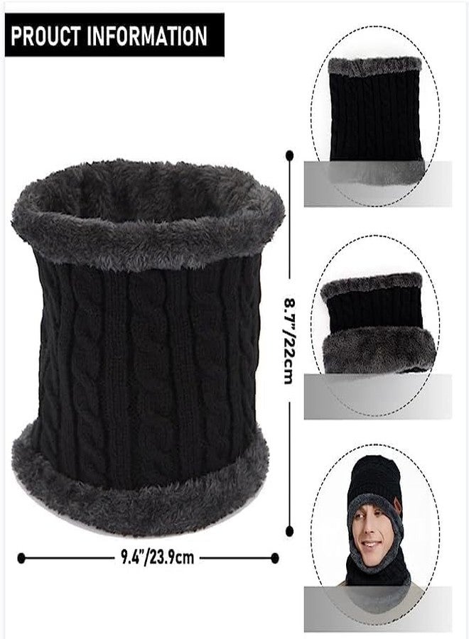 Glowhouse Winter Beanie Cap Scarf Set Warm Knit Cap Thick Fleece Lined Winter Hat & Scarf for Men Women - Image 3