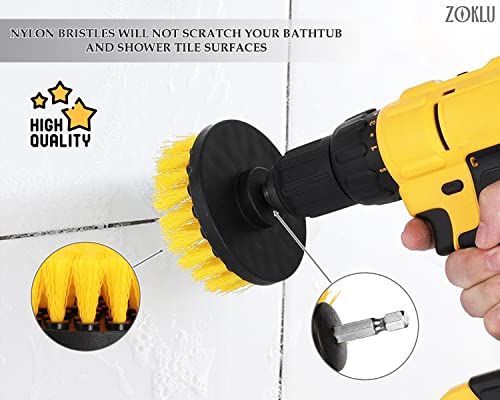 ZOKLU 3 Pcs Brush Attachment for Power Drill - Nylon Drill Brush Scrubber for Showers with Firm Nylon Bristles - Designed for Cleaning Bathroom Tiles, Pool Steps, Garage Floors & Deep Grout Lines - Image 3