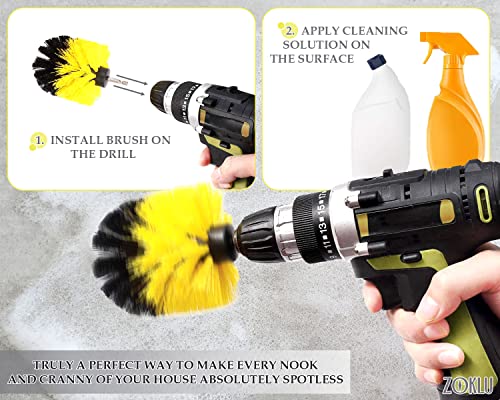 ZOKLU 3 Pcs Brush Attachment for Power Drill - Nylon Drill Brush Scrubber for Showers with Firm Nylon Bristles - Designed for Cleaning Bathroom Tiles, Pool Steps, Garage Floors & Deep Grout Lines - Image 5