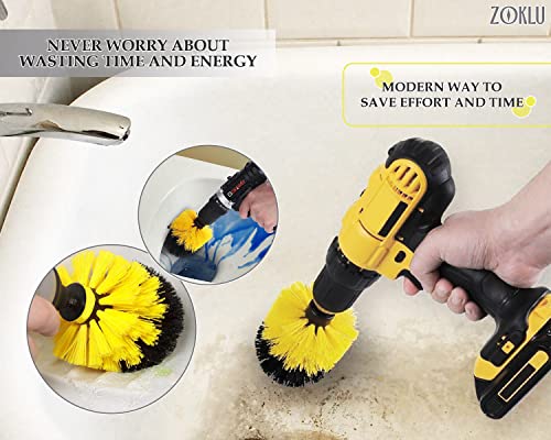 ZOKLU 3 Pcs Brush Attachment for Power Drill - Nylon Drill Brush Scrubber for Showers with Firm Nylon Bristles - Designed for Cleaning Bathroom Tiles, Pool Steps, Garage Floors & Deep Grout Lines - Image 4