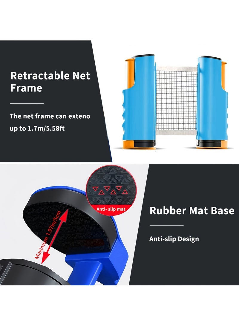 Nariele Portable Table Tennis Training Set That Includes 2 Paddles, 1 Blue And Orange Retractable Net, And 6 Table Tennis Balls, Suitable for Indoor And Outdoor Practice - Image 3