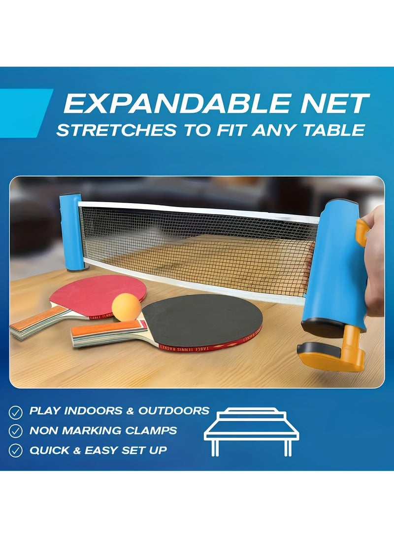 Nariele Portable Table Tennis Training Set That Includes 2 Paddles, 1 Blue And Orange Retractable Net, And 6 Table Tennis Balls, Suitable for Indoor And Outdoor Practice - Image 2