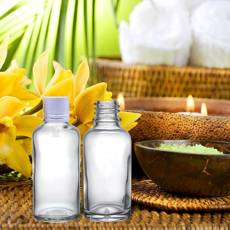 Devinez (Pack of 2) Multipurpose Refillable Transparent Clear Round Glass Bottle, 50 ml with Silver Cap and V Drop Nozzle for Cosmetics, Serum, Essential Oils, Blends, Skin Care, Travel, Toners & DIY - Image 4