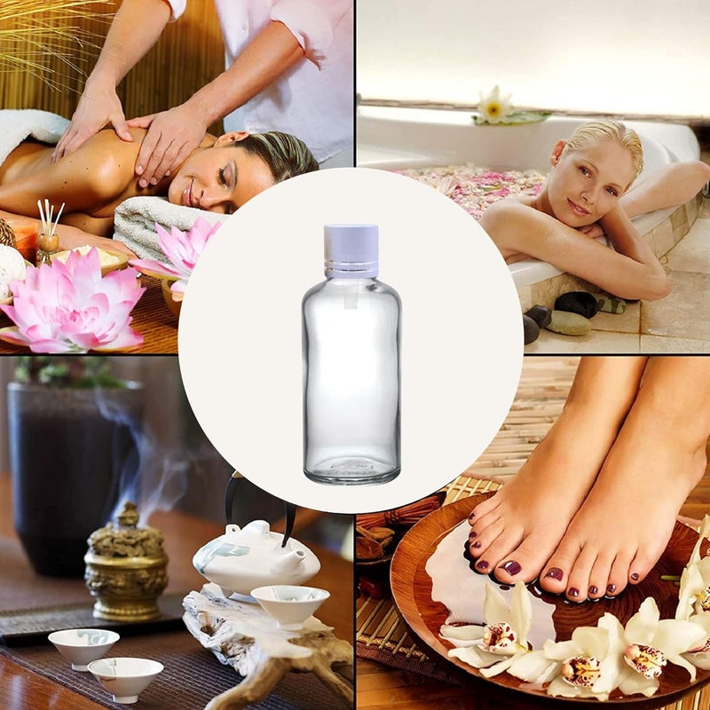 Devinez (Pack of 2) Multipurpose Refillable Transparent Clear Round Glass Bottle, 50 ml with Silver Cap and V Drop Nozzle for Cosmetics, Serum, Essential Oils, Blends, Skin Care, Travel, Toners & DIY - Image 3