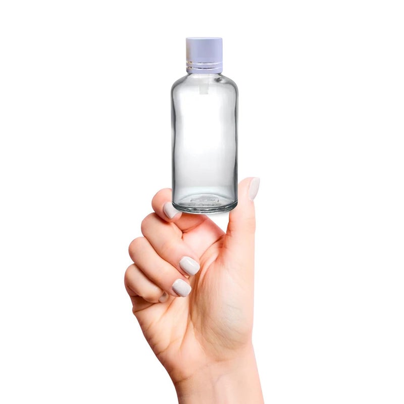 Devinez (Pack of 2) Multipurpose Refillable Transparent Clear Round Glass Bottle, 50 ml with Silver Cap and V Drop Nozzle for Cosmetics, Serum, Essential Oils, Blends, Skin Care, Travel, Toners & DIY - Image 2