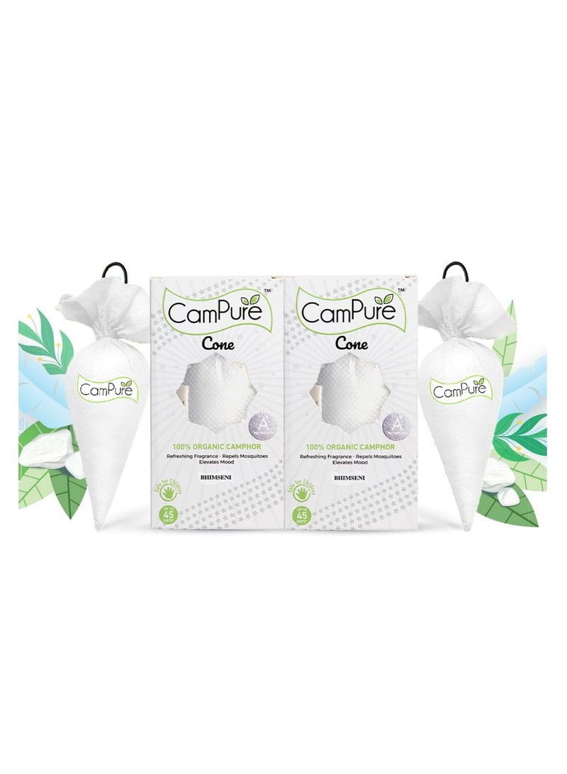 Mangalam MANGALAM Campure Camphor Cone (Bhimseni) Pack of 2-100% Organic | Air Freshener for Car, Wardrobe, Office Cabin's, Drawers, Travel Bag & Bathroom  - Image 1