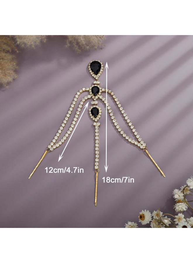 Xerling Silver Rhinestone Teardrop Crystal Layered Head Chain Headpieces Head Jewelry Forehead Pendant Hair Accessories with Bobby Pins for Women Girls (Silver) - Image 5