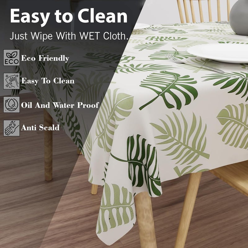 Wings Star Floral Print Exclusive Table Cover|PVC 6 Seater Table cover|Table Sheet For dining, Party, Events|Waterproof Protector|Indoor And Outdoor Use "54x78" Green Leaf - Image 4