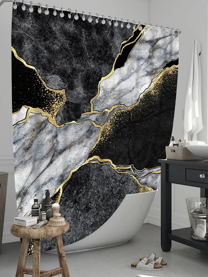 Y&D CF BS213 Sell Well Luxury Hotel Marbling Waterproof Shower Curtain  Bathroom Shower Curtain With Matching Bath Mat 4pcs - Image 3